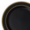 Black with Gold Edge Rim Plastic Dinner Plates - 10.25" (120 Plates)